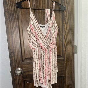 Pink and Brown Striped Romper